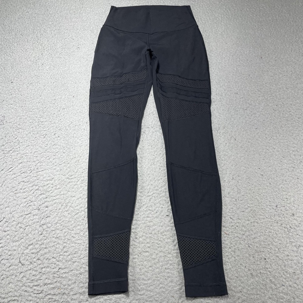Lululemon Leggings Womens 6 Black Mesh Panel High Rise Ankle Yoga Athletic